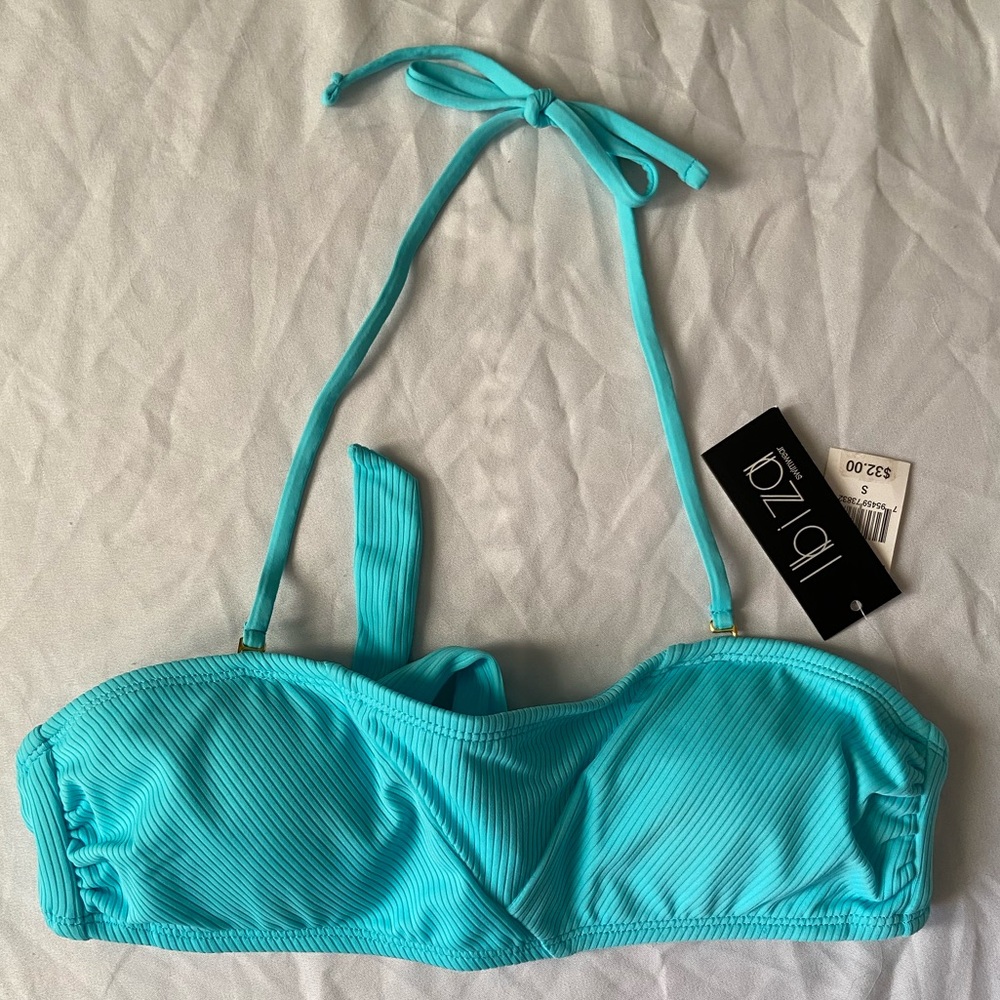 *NEW*! Size Small Ibiza/ meijer ribbed halter swim top in blue